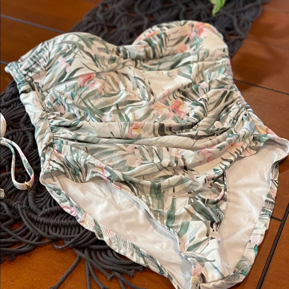 Twist Bandeau Maillot print 1piece Swimsuit SZ 16